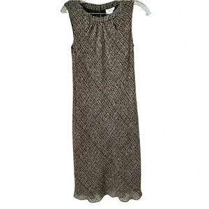 Ann Taylor LOFT Women's Black Geometric Midi Dress Size 4 Casual